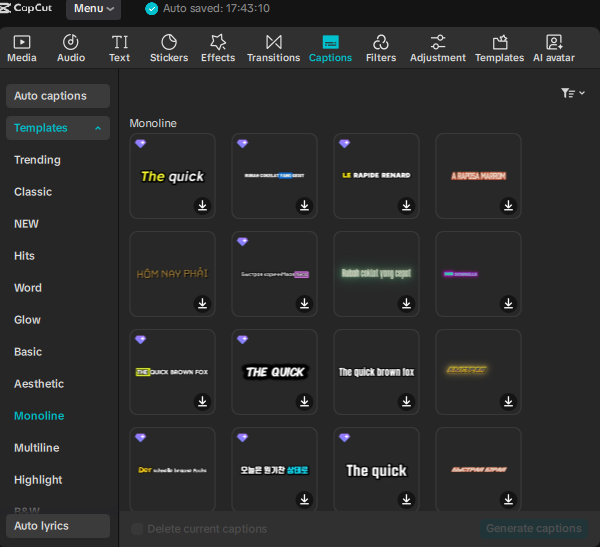 tempac530's tweet photo. @Capcut_CS Please add an “Add to Favorites” option for caption templates. Many users can’t find previously used captions again and have to scroll every time. This feature would save time and improve the editing experience. 🙏 https://t.co/u65p6m5rpm