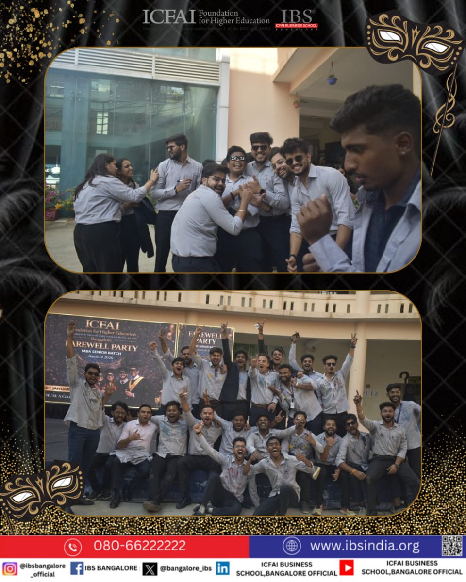 bangalore_ibs's tweet photo. A beautiful blend of emotions, memories &amp;celebrations marked Day 1 of Farewell Party 2026. From vibrant cultural performances &amp; heartfelt student interactions, the evening celebrated memories &amp; new beginnings that will stay forever.

#Farewell2026 #IBSBangalore #MBA #IFHE #ICFAI https://t.co/c7hUQOPdim