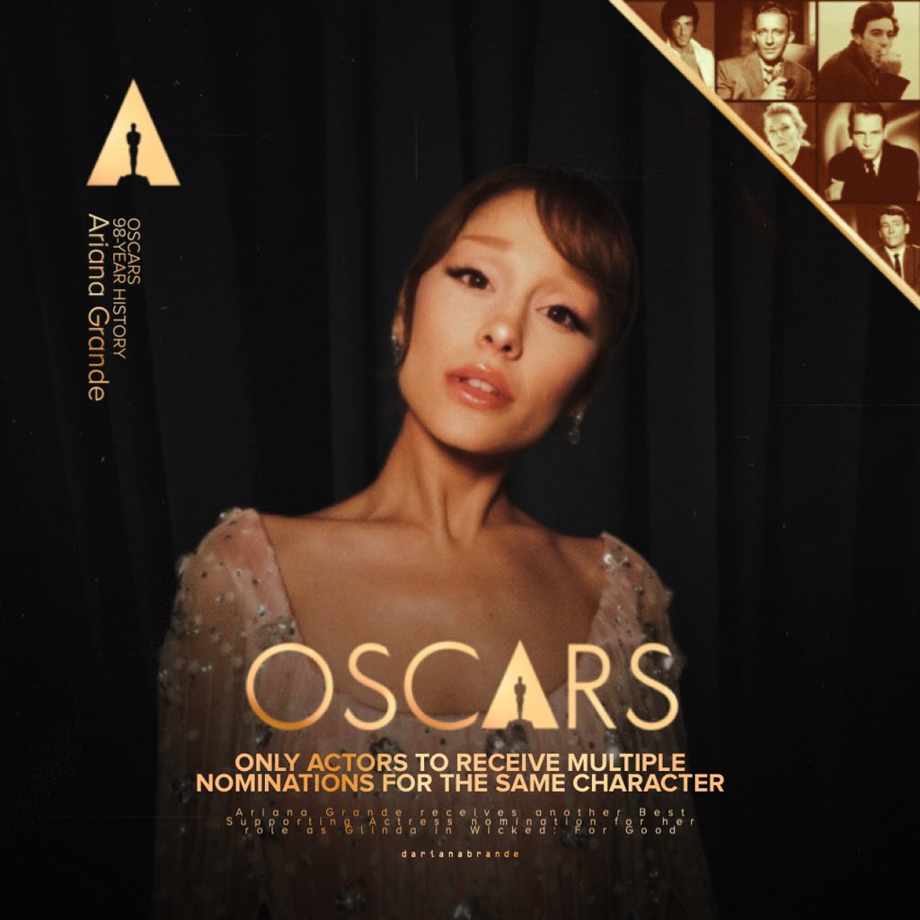 darianabrande's tweet image. since i made the edits, here are the records Ariana Grande would have broken if she wasn’t snubbed at this year’s #Oscars (a thread)