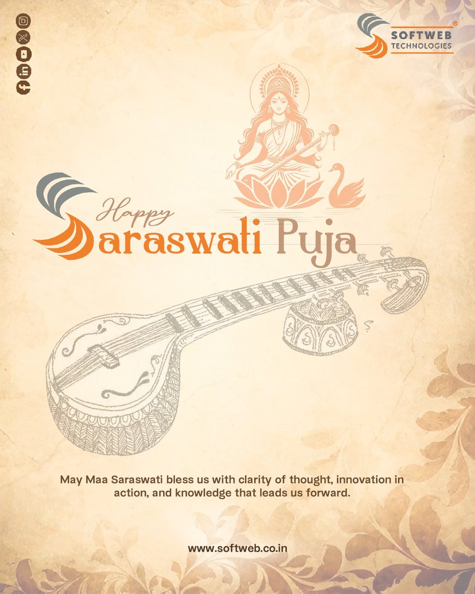 On the auspicious occasion of Saraswati Puja, we seek blessings for wisdom, creativity, and clarity of thought.
May knowledge guide our actions and learning illuminate our path ahead.
Shubho Saraswati Pujo. 
#SaraswatiPuja #Wisdom #Learning #SoftwebTechnologies #MiningPro