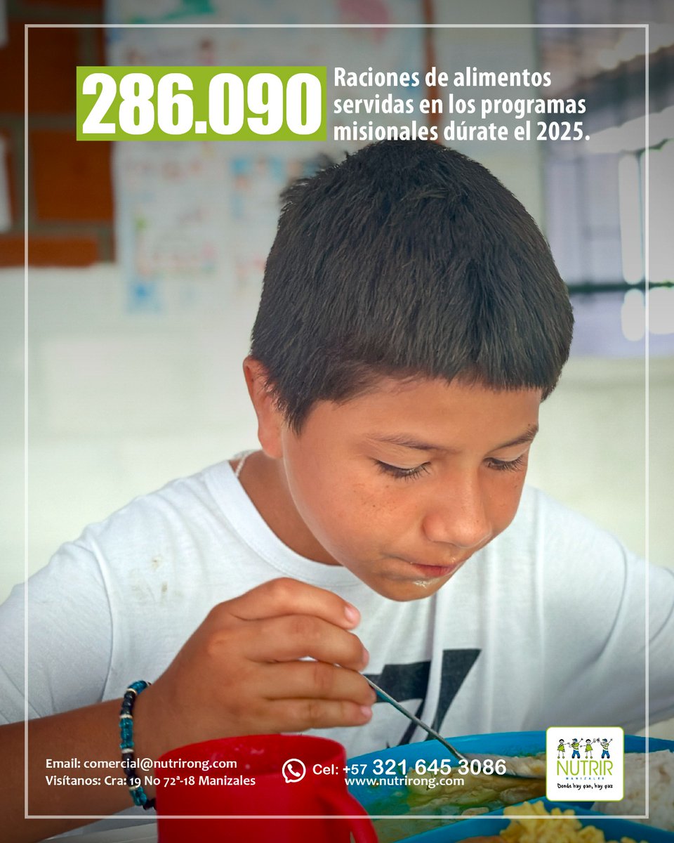 Somos <a href="/NutrirONG/">Fundación Nutrir</a>  y durante el año 2025 entregamos 286.090 raciones de alimentos a nuestros niños y niñas del programa Comedores.

Tu confianza trasciende lo transaccional, transformándose en un impacto positivo tangible en la vida de nuestros niños
Apadrina☎️ 321 645 3086