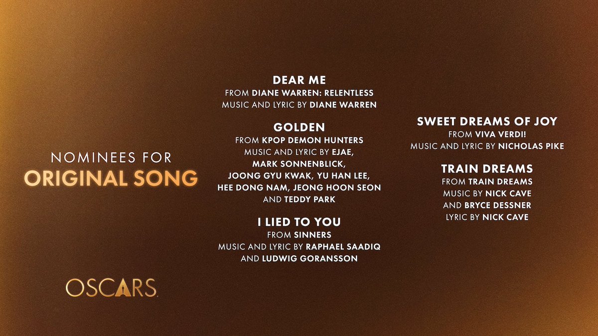 TheAcademy's tweet image. This year's Original Song nominees are music to our ears. #Oscars