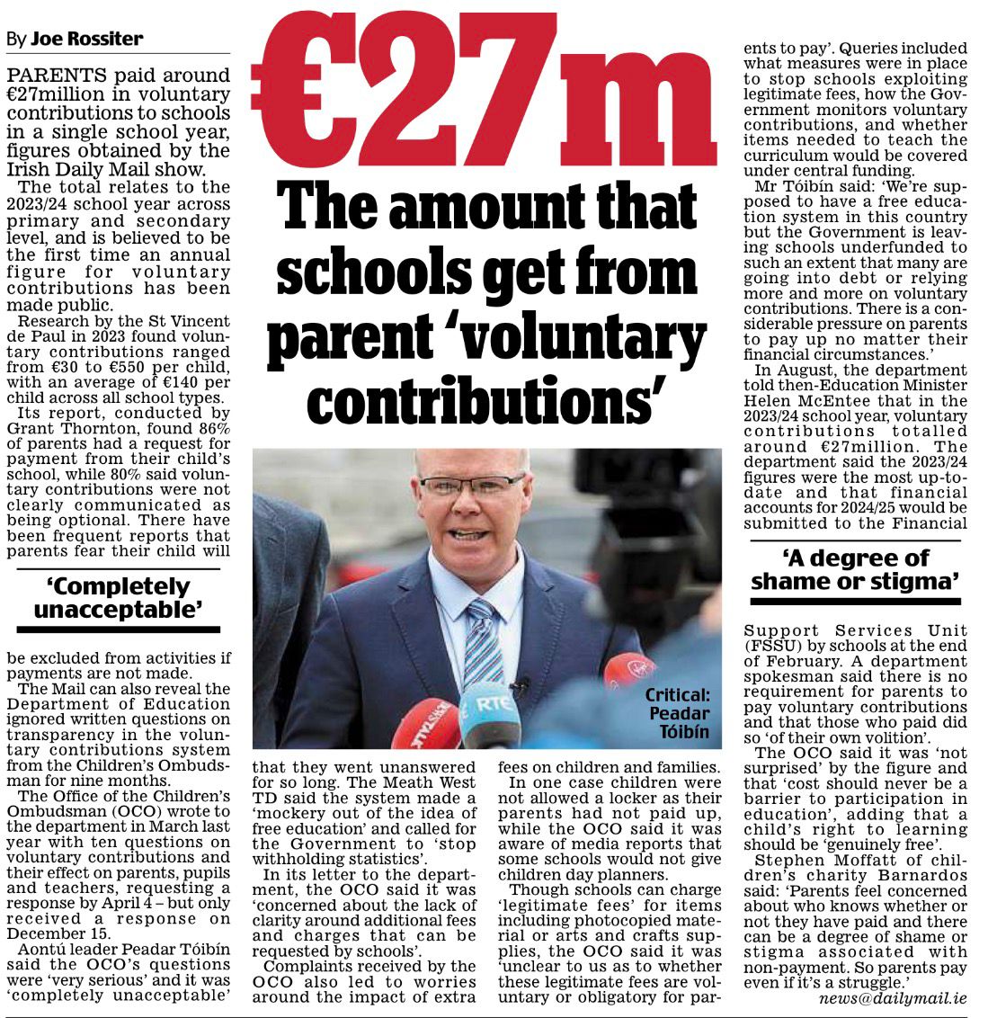 How free is education in Ireland?

How voluntary are these contributions?

Why is the government underfunding our schools?