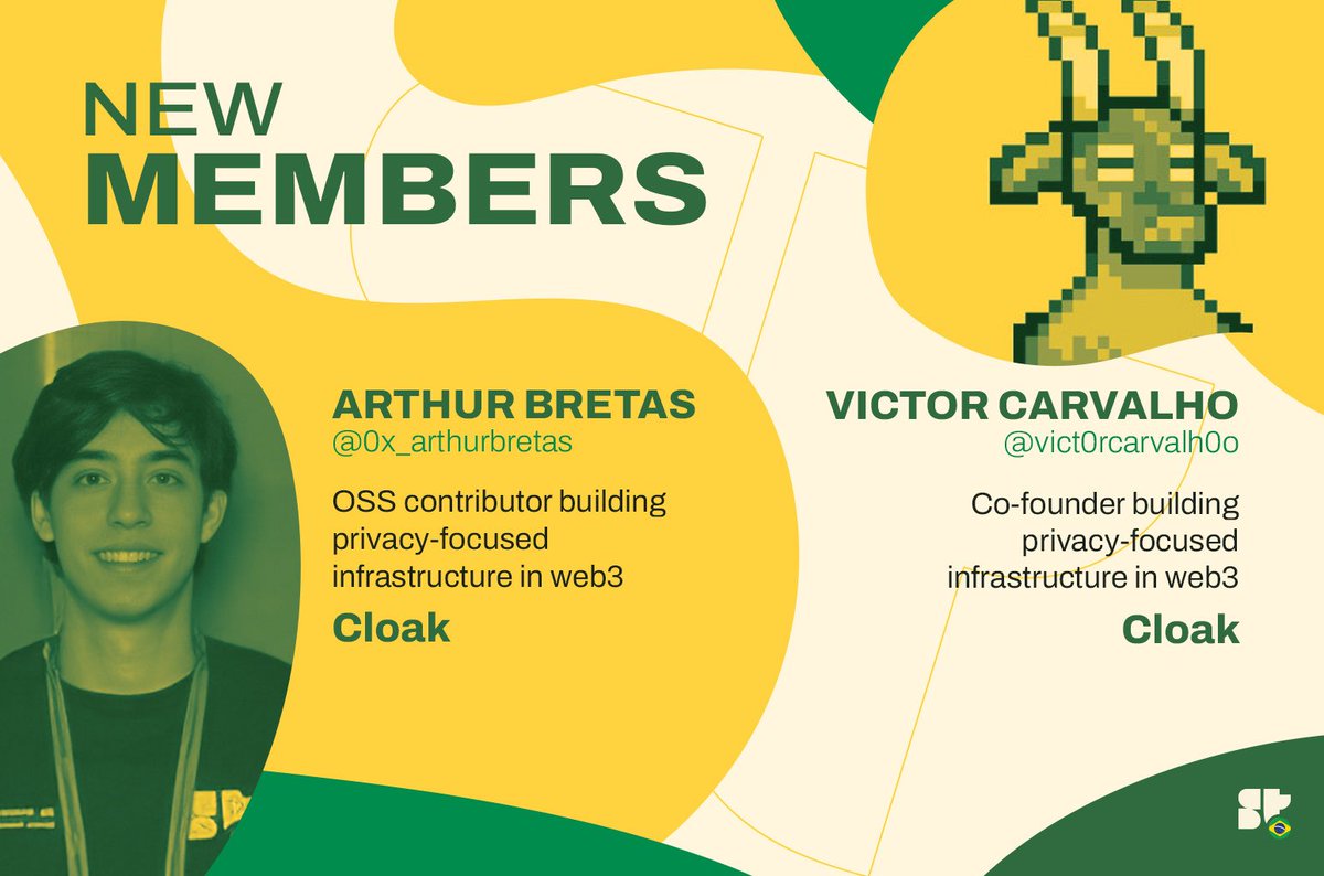 WELCOME TO SUPERTEAM BRASIL 🇧🇷

More builders, more infra, more shipping. We’re happy to bring <a href="/0x_arthurbretas/">arthur</a> and <a href="/vict0rcarvalh0o/">victor</a> into STBR members hub, they are part of the team behind <a href="/cloak_xyz/">Cloak</a> on Solana.

Victor Carvalho (Software Engineer) is a Solana-focused blockchain