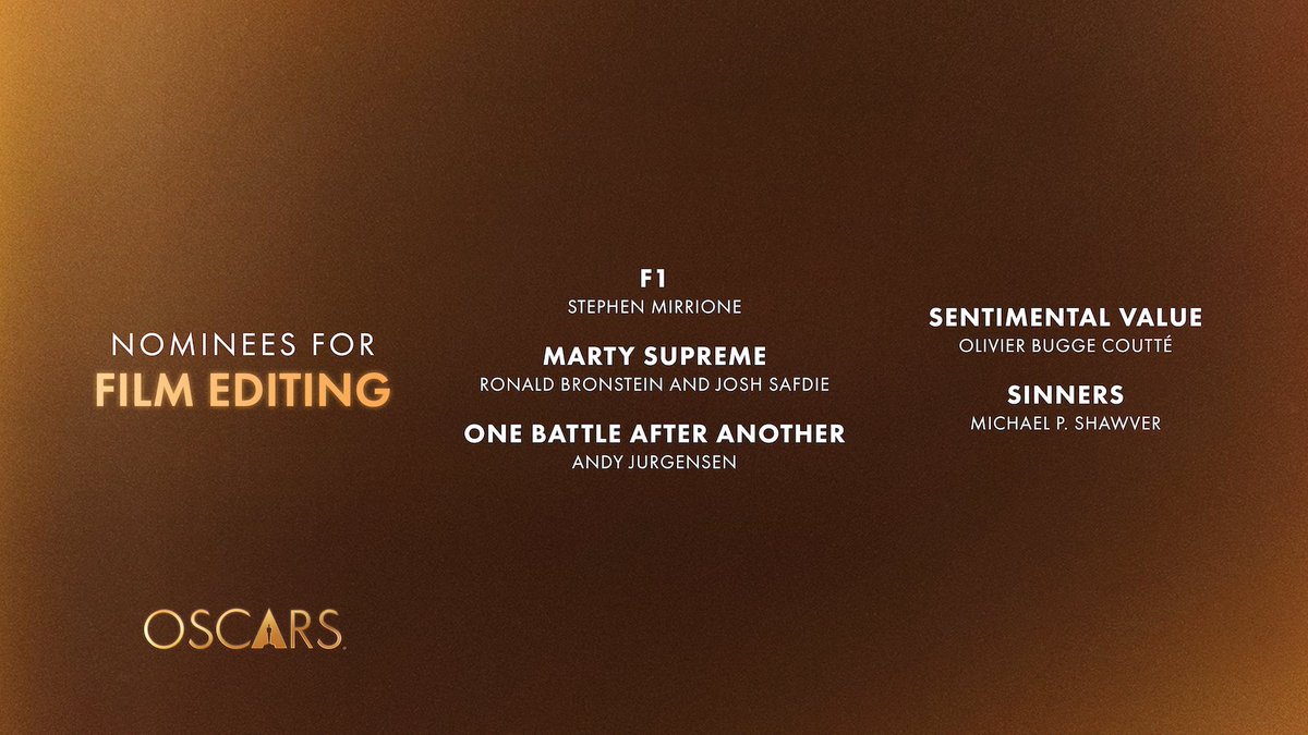 Smash cut to these nominees for Film Editing… #Oscars