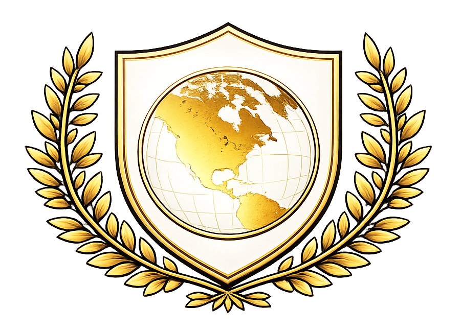 Dutchpuller's tweet image. Het logo van Trumps "Board of Peace" is eigenlijk niets meer dan het VN logo in goud waarbij Amerika centraal geplaatst is.