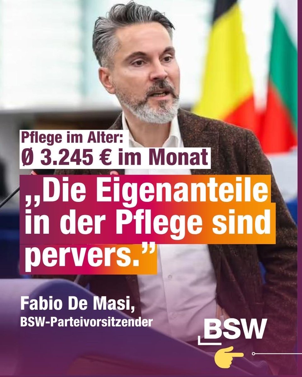 Wer alt wird und Hilfe braucht, wird finanziell bestraft.

3.245 € #Eigenanteil im Monat fallen im Schnitt für einen Platz im #Pflegeheim an: für ein Zimmer, Essen, Betreuung. Das zeigen aktuelle Zahlen des Verbandes der Ersatzkassen. „Die Eigenanteile in den Pflegeheimen sind