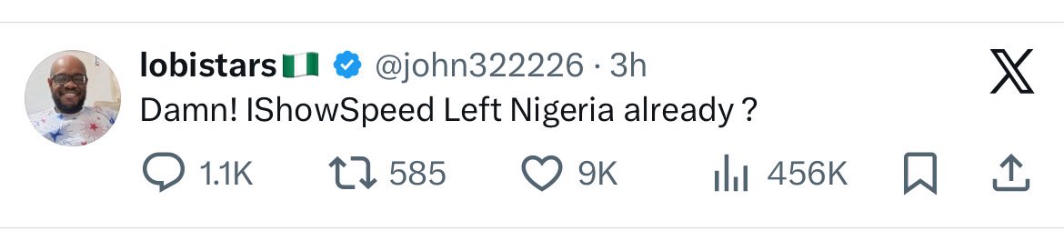 Abeg ooo, wetin he post wey dey rack 9k likes haaaa. lobistars don do ogun engagement