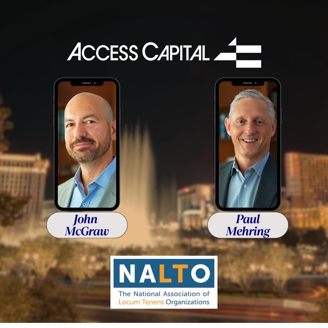 Access_Capital's tweet photo. Paul Mehring and John McGraw will be at NALTO®/NAPR Annual Convention next month and ready to discuss financial strategies that support growth, flexibility, and scale in the locum tenens arena.  
See you there!
#NALTO #LocumTenens #HealthcareStaffing #StaffingFinance #ReachHigher https://t.co/zwU6CbuHJX