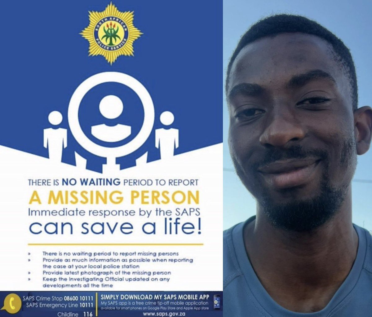 CrimeWatch_RSA's tweet image. #RT [MISSING PERSON] 25-year-old Nikiwe Mdaka from Giyani Section E in Limpopo, was reportedly last seen on 13 January 2026, and his whereabouts have since remained unknown to his family and friends. At the time of his disappearance, he was wearing a navy blue tracksuit and a…