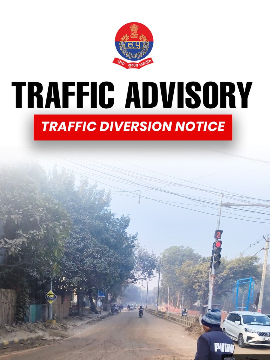 TrafficGGM's tweet image. Traffic Advisory: Jharsa Road closed due to sewer line work.
Follow diversions and plan your route in advance.
#TrafficAdvisory #GurugramTrafficPolice #RoadClosure