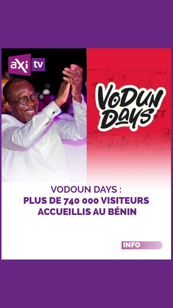 axitvbenin's tweet photo. Les vodoun days édition 2026, ont accueilli plus de 740 000 visiteurs au Bénin. L'information a été rendue publique par l'Agence de Développement des Arts et de la culture ( ADAC ). Une édition 2026 qui restera gravée dans les mémoires. https://t.co/Y7oCUuGBtl