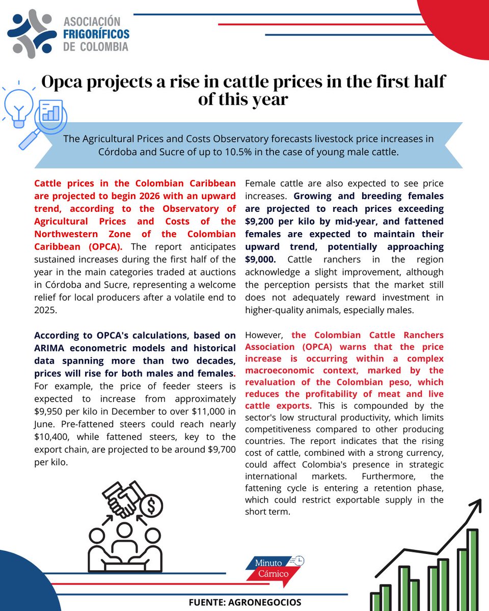 Asofrigorificos's tweet image. Se proyecta un alza en los precios de ganado vacuno durante el primer trimestre de 2026