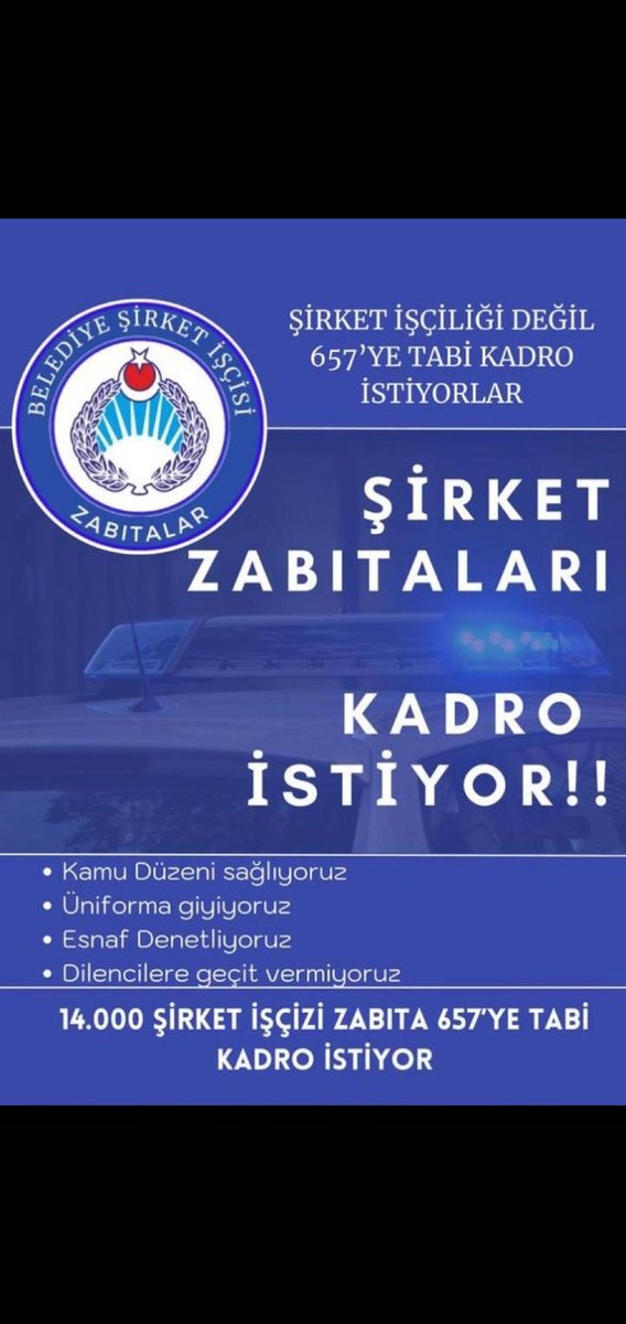 halil8295's tweet photo. @akbasogluemin @eyupkadirinan Belediye şirket işcisi zabıtlara 657 memur kadrosu istiyoruz https://t.co/b11eYV2O1y