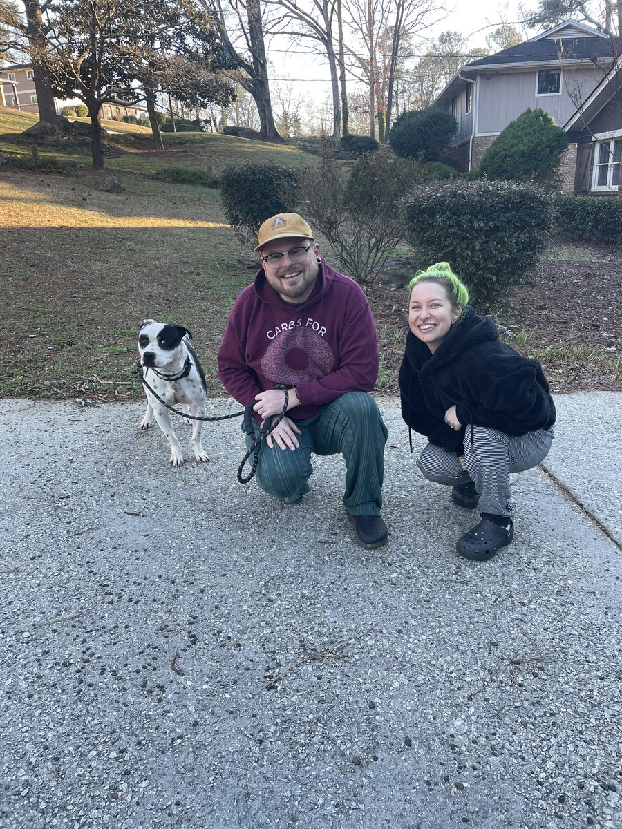 LolaPatolla's tweet photo. How about this for some supa news!
Bobo would like ta announce he’s been ‘dopted!!!
His parents said he’s a PERFECT 55 pound lap dog that snuggles all day long and is an important part of the family already! 🥹♥️ https://t.co/buumuACO36