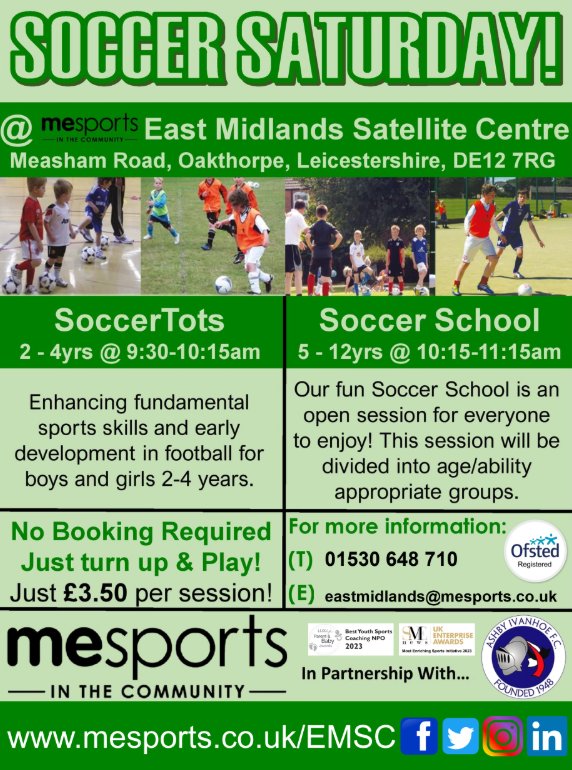 ⚽️⚽️SoccerSaturday at Oakthorpe!!⚽️⚽️

EVERY SATURDAY - Join our SoccerTots &amp; SoccerSchool every week come rain or shine as we have outdoor &amp; indoor facilities!☔️☀️

#SoccerTots #SoccerSchool #football #fun #exercise #tots #children #MESportsCIC