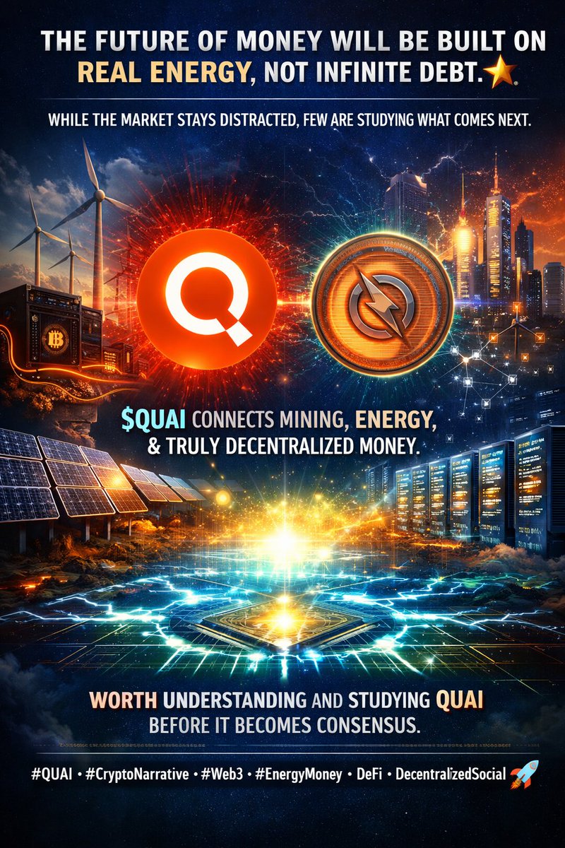 The future of money will be built on real energy, not infinite debt. ⚡ 
While the market stays distracted, few are studying what comes next.  

💠QUAI connects mining, energy, and truly decentralized money.  

Worth understanding and studying QUAI before it becomes consensus.