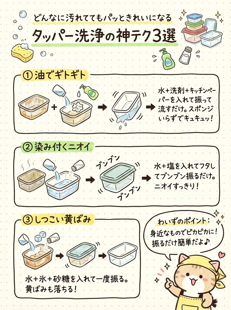 ys_docomoPro's tweet image. タッパーを新品によみがえらせる方法がこちらです。