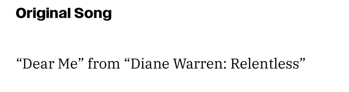 notjessg's tweet photo. i had no idea this is the project Diane Warren was up for. incredible title when you’re 16 &amp; 0 😭 https://t.co/MHPWT7zx5w