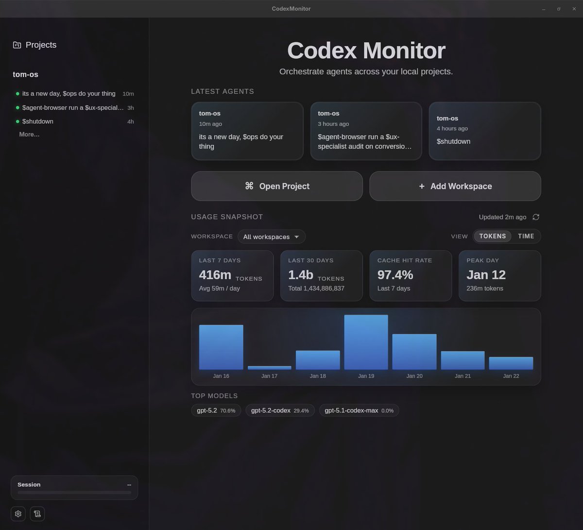This is now live on AUR!

Manage your codex sessions on Arch linux. A port of <a href="/Dimillian/">Thomas Ricouard</a>'s beautiful mac app so linux and omarchy friends can enjoy. Install:

yay -S codex-monitor-git