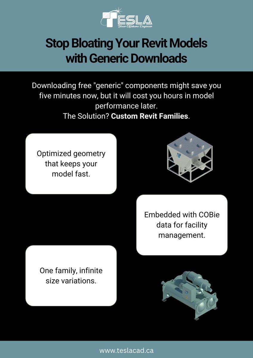 TeslaCADDInc's tweet photo. If your BIM components are too heavy, they won't get specified. 🏗️
Architects need "light but smart" families. We convert your product catalog into high-performance Revit content that is:
👉 Optimize your BIM library: https://t.co/xuWVDXpKXA
#ProductDesign #BIMObjects https://t.co/IXngD7RG3T