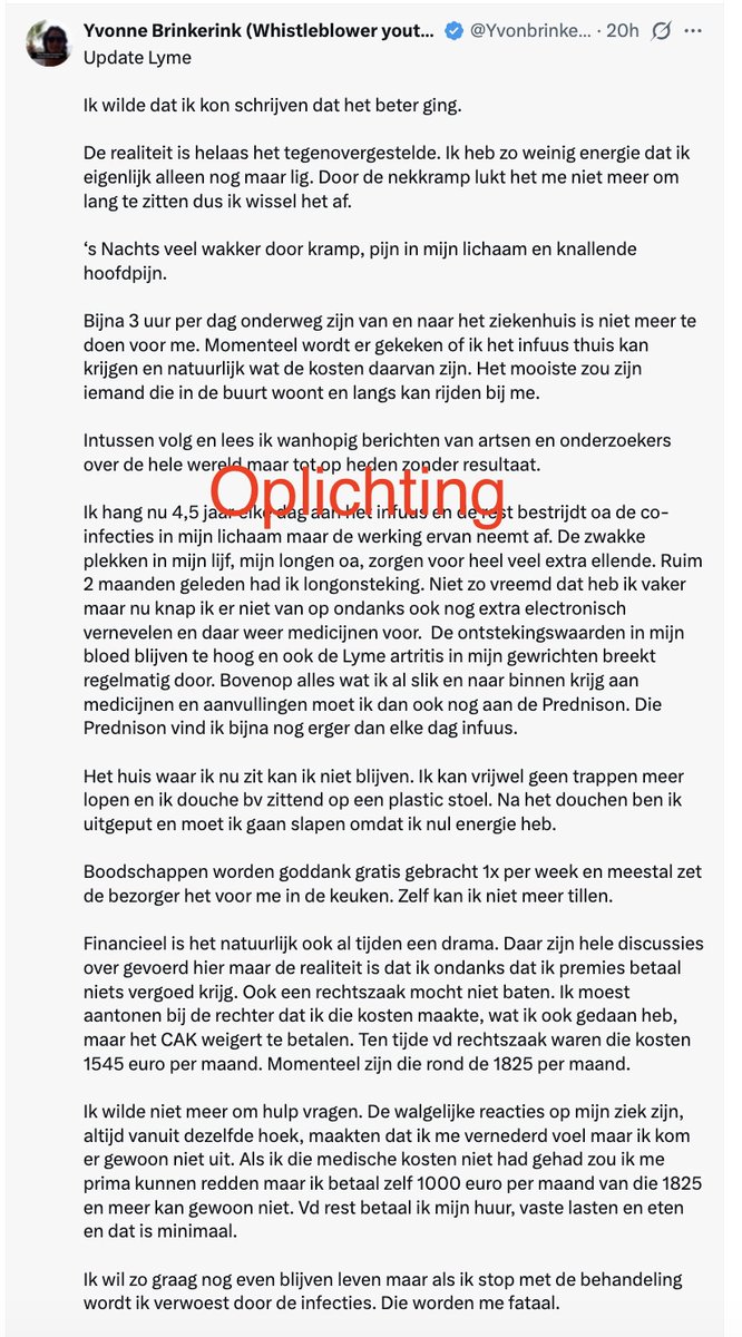 Let op!! Oplichter <a href="/Yvonbrinkerink/">Yvonne Brinkerink (Whistleblower youthcare).</a> vraagt weer om geld. 
Ze heeft alle ziektes die je je maar kunt bedenken. Ze woont in Turkije en is oplichtster van beroep
#oplichting #YvonneBrinkerink 🚨👮 Trap er niet in!!