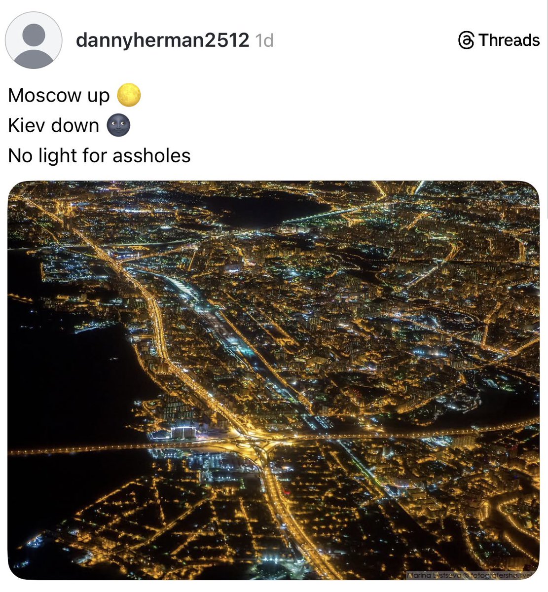 saintjavelin's tweet photo. Russians on the internet keep cheering that Kyiv is without electricity and heat. 

But they forget one very simple thing: electricity and warmth will return.

They, however, will forever remain Russians. https://t.co/bukv55TNyJ
