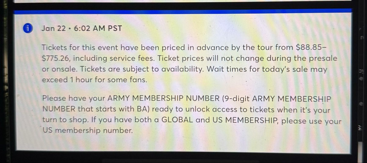 BE_Happier_BTS's tweet photo. US PRICES: $88 - $776 ( includes taxes and fees ) 

GOOD LUCK EVERYONE. https://t.co/ncePjgit5o