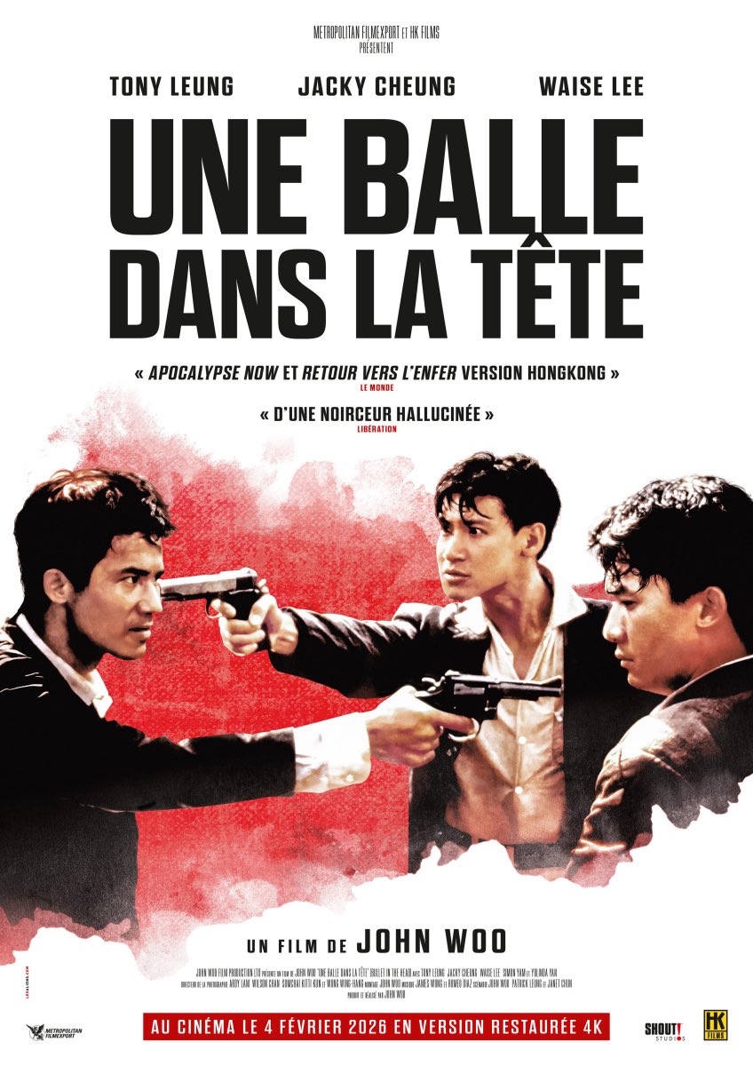 J’ai eu la chance de revoir en avant première Une balle dans la tête restauré en 4K au cinéma ce matin. La dernière fois c’était en VHS ! La claque ! Les films d’action d’aujourd’hui sont un peu ridicules à côté. Définitivement mon John Woo préféré. Foncez le revoir le 4 février.