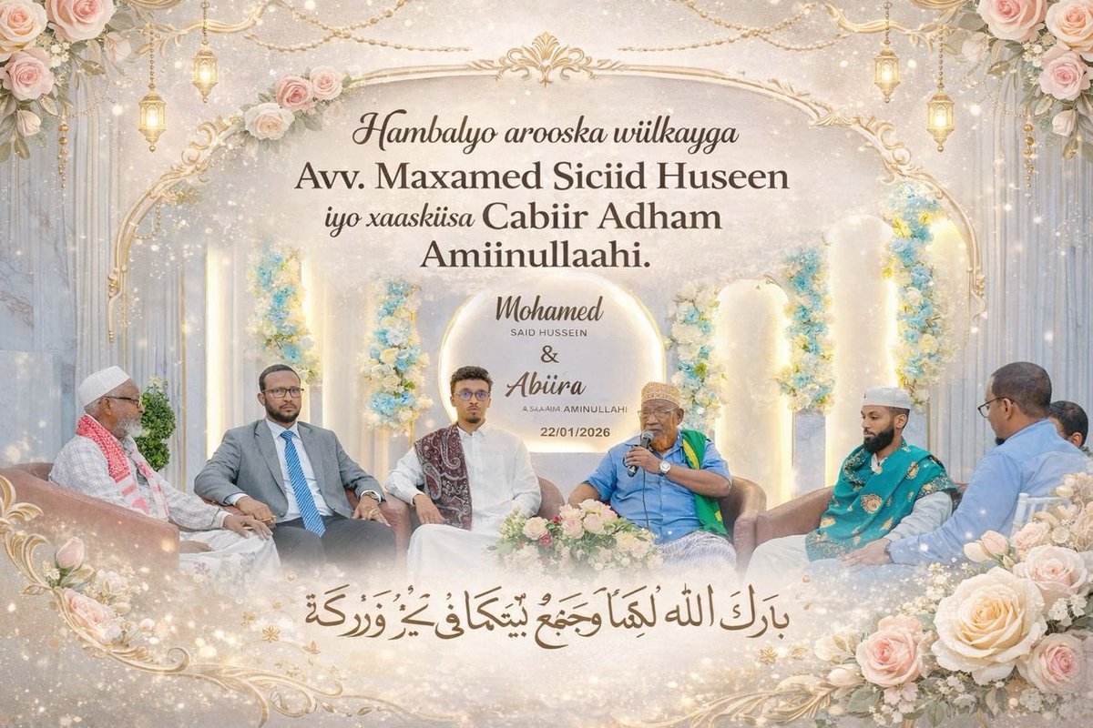 Saidhuseniid's tweet photo. With gratitude to Allah, we celebrate the wedding of our son today in Mogadishu. Your prayers are appreciated. https://t.co/nf6fIRjfXL