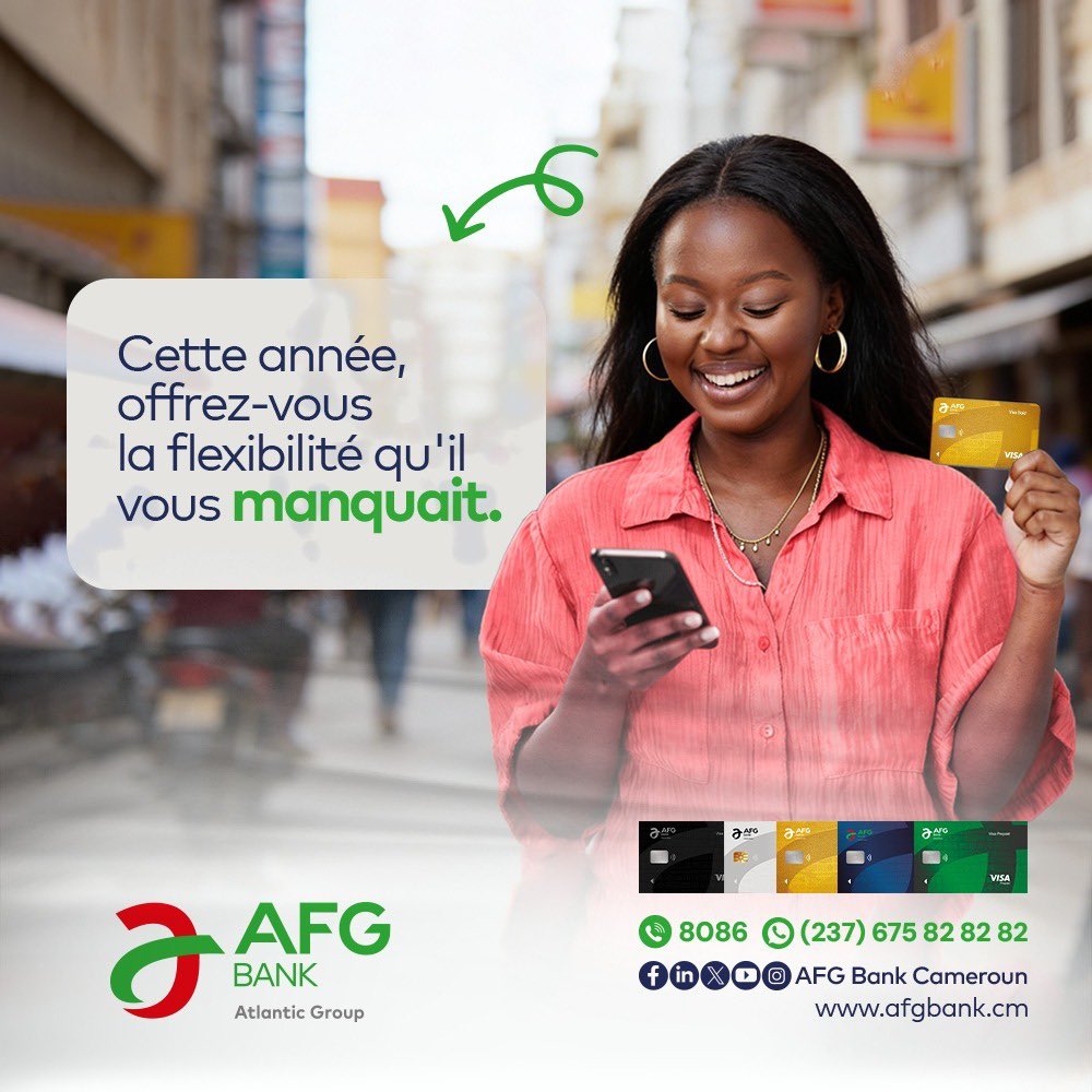 AFGBankCameroun's tweet image. 🏢 Cette année, vous avez les cartes en mains 💳

🎯 Optez pour des cartes bancaires qui allient flexibilité, technologie de pointe et sécurité maximale. 💳

✅ Et vous, vous optez pour laquelle ? Gold ou Classic ? 

#BanqueDigitale #CarteBancaire #GIMAC #VISA #Sécurité