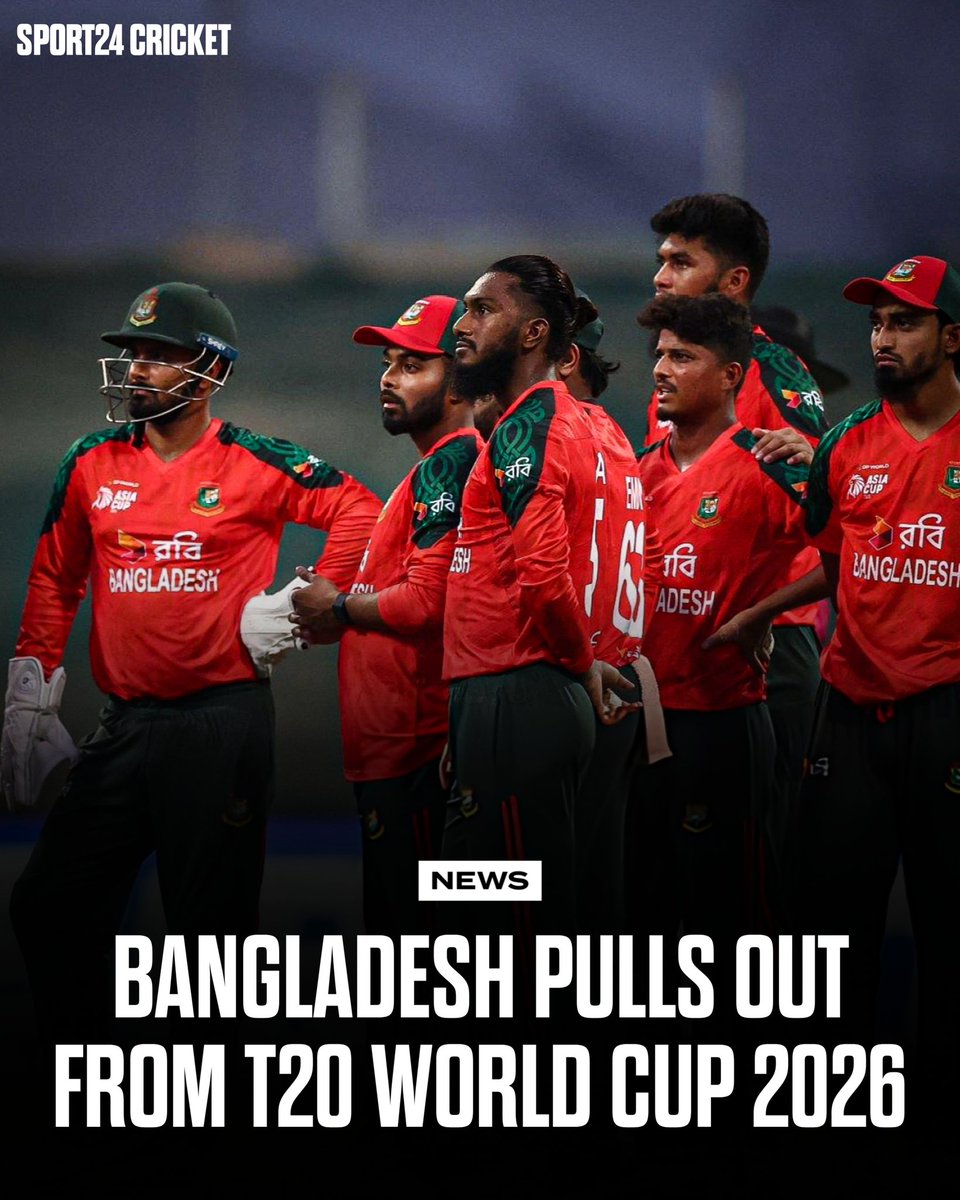 sport24cricket's tweet image. Bangladesh have withdrawn from the tournament after the ICC rejected their request to relocate matches away from India.

BCB President has criticised the decision and confirmed the team will not take part.

#Bangladesh #T20WorldCup2026
