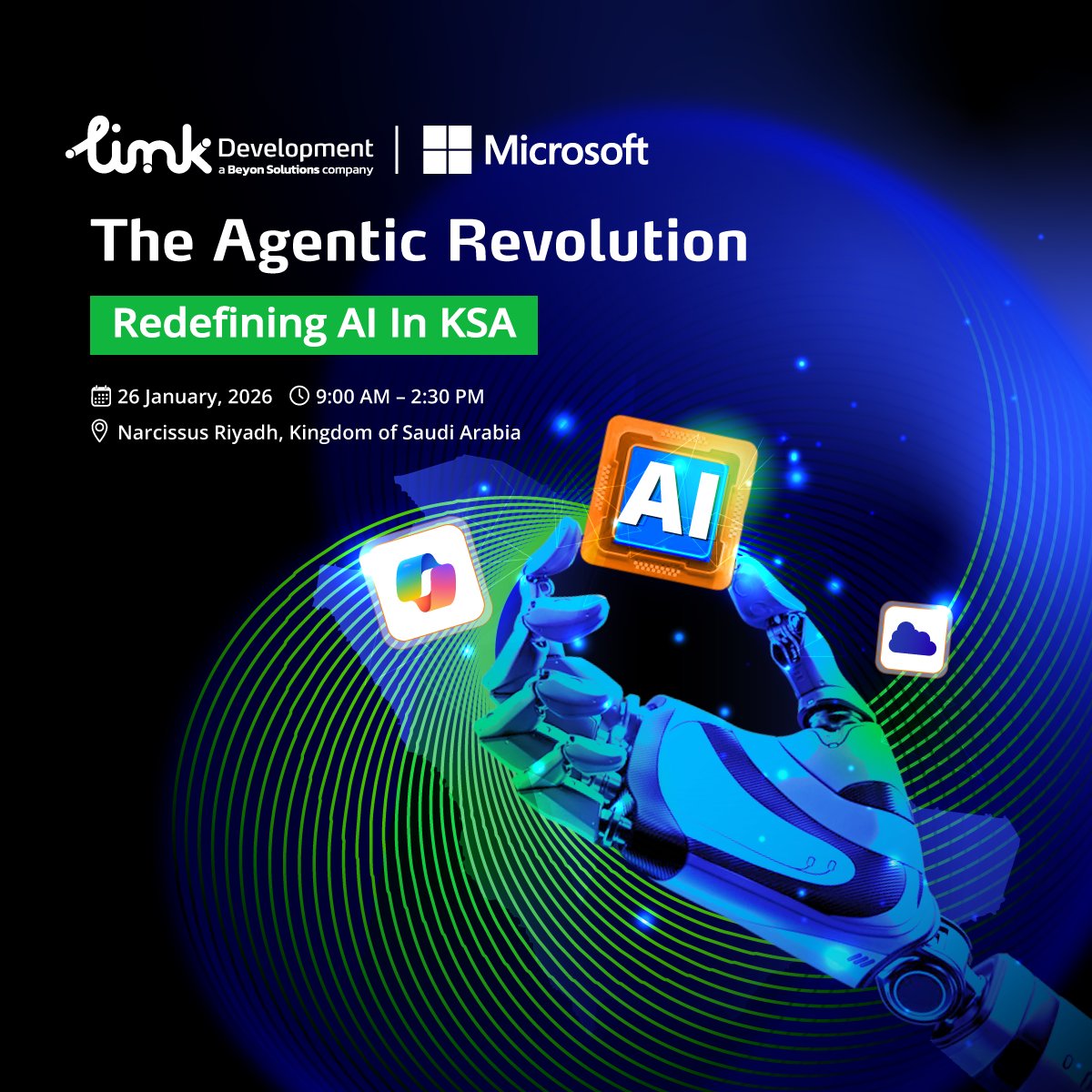 Only 4 days remain until a major AI event in KSA!

Senior executives and industry leaders will explore how artificial intelligence is transforming productivity, services, and decision-making across government and enterprise. 

Highlights include empowering people with Copilot and
