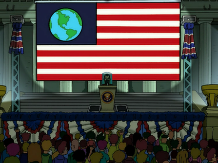 Vincengen's tweet photo. Donald Trump's Board of Peace's flag must be inspired by Futurama's Old Freebie

#BoardOfPeace https://t.co/qw8mX9SruL