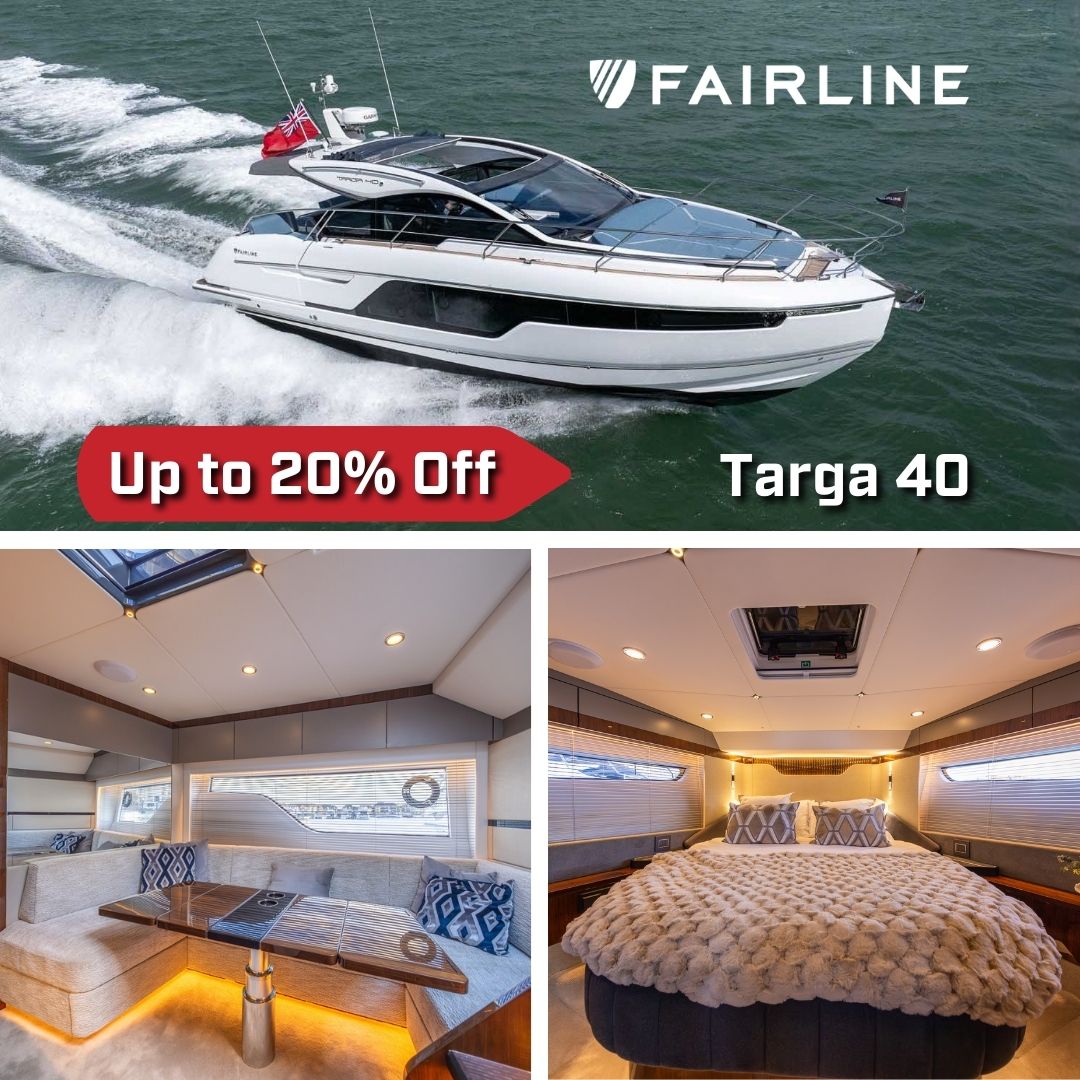 ApprovedBoats's tweet image. Selected Fairline models are available with up to 20% off this week only.
See the Fairline Targa 40, Squadron 58, Targa 45 GT and Targa 45 Open at Ocean Village Marina by appointment: approvedboats.com/contact-us/

#FairlineYachts #FairlineTarga #Squadron58