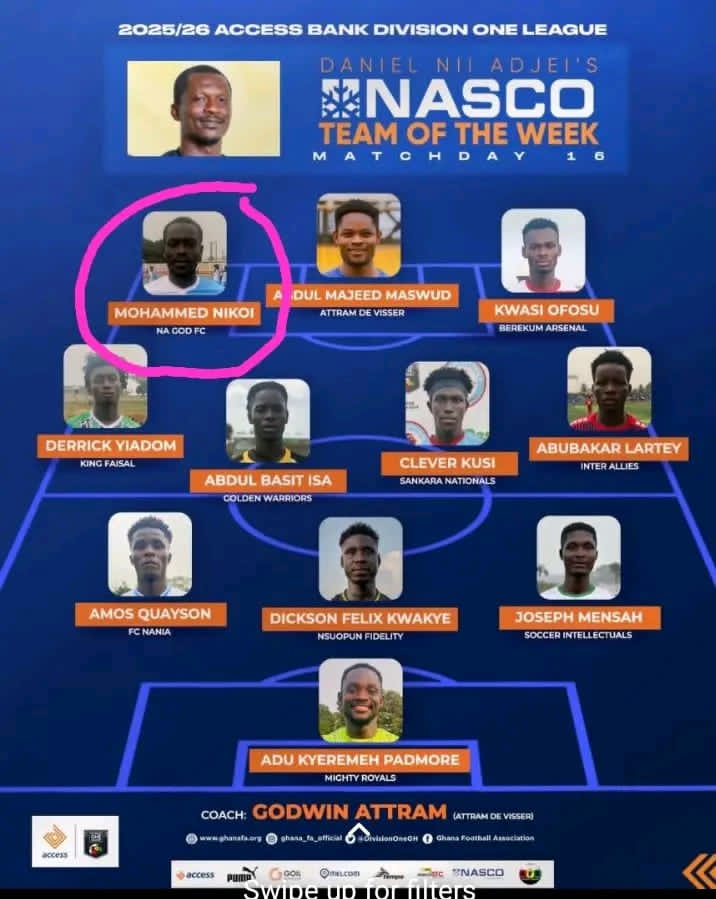 BerekumArsenal's tweet photo. Congratulations to our Forward Kwasi Ofosu for been named among DOL NASCO team of the week. Keep pushing higher.
 Together we will bring Berekum Arsenal football club to it's respectable position.

#BAFC
#AgyeSeTuo
#KwasiFosu https://t.co/1YGafO3paL