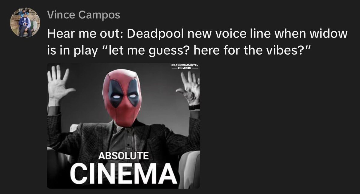 Someone at <a href="/MarvelRivals/">Marvel Rivals</a> make this happen for <a href="/Kingsman265MR/">Kingsman265</a> 🤣🤣