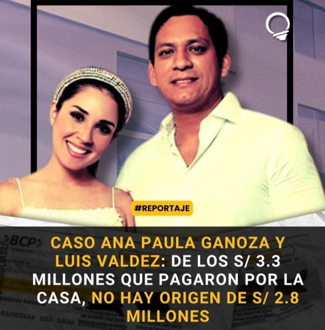RoyAlta_Peru's tweet photo. Y a todo esto. ¿Que fue del caso de 
Ana Paula Ganoza, esposa de Luis 
Valdez, La que con un sueldo de 
4.000 soles se compró una casa
De más de 3 millones, de donde
Salió la plata??

¿Aló @FiscaliaPeru Para Cuando??. https://t.co/YcWyvV0toy