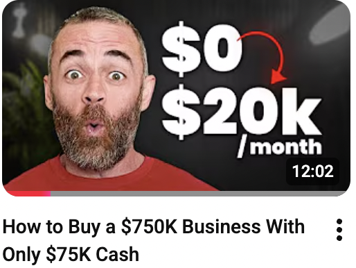 Yep, crazy-faced youtube vids are here. This covers how we buy $500K+ companies using SBA loans with 5-10% down.

youtube.com/watch?v=_Xgl16…