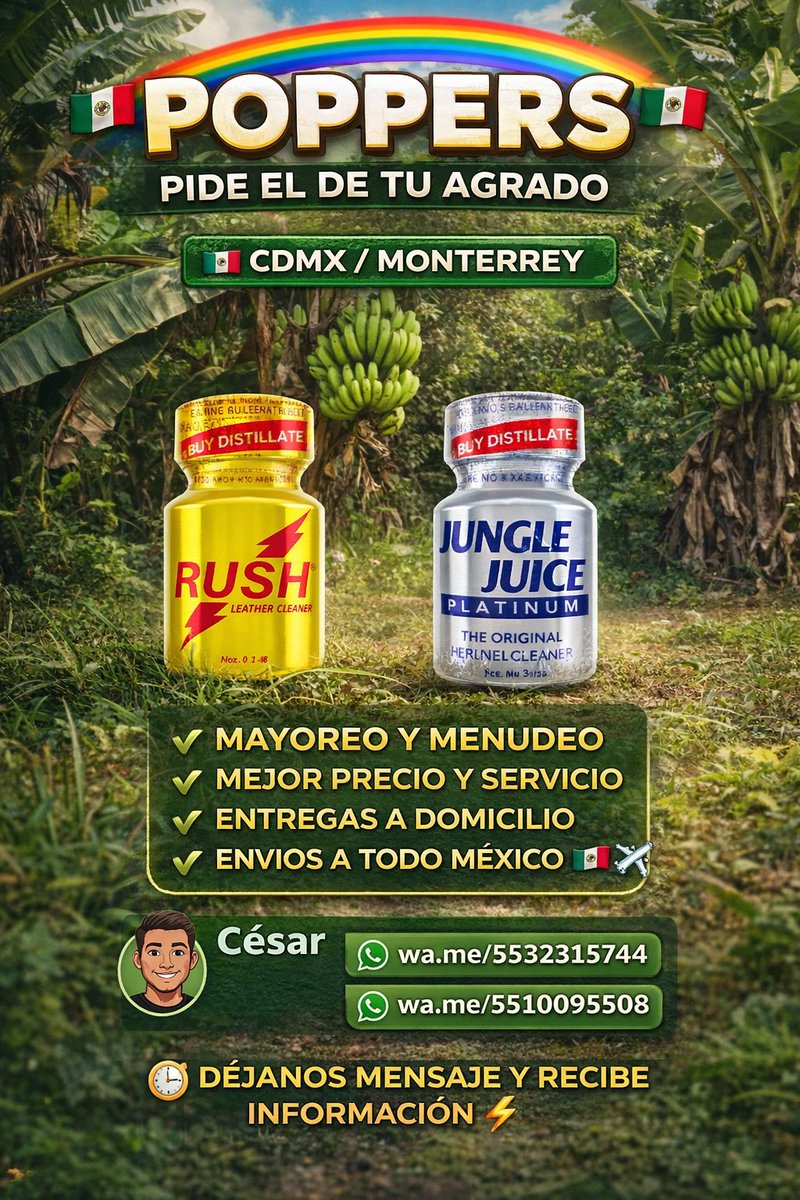 DistritoPoppers's tweet image. #POPPERS PIDE EL DE TU AGRADO Contactanos #CDMX 
#MONTEEREY 🌈César
Comunicate WhatsApps 
wa.me/5532315744
wa.me/5510095508
No encontraras mejor precio de Mayoreo Menudeo horarios
entregas Calidad Servicio
🏠domicilio cualquier estacion de🚋metro
Envios a Todo🇲🇽🌈✈️