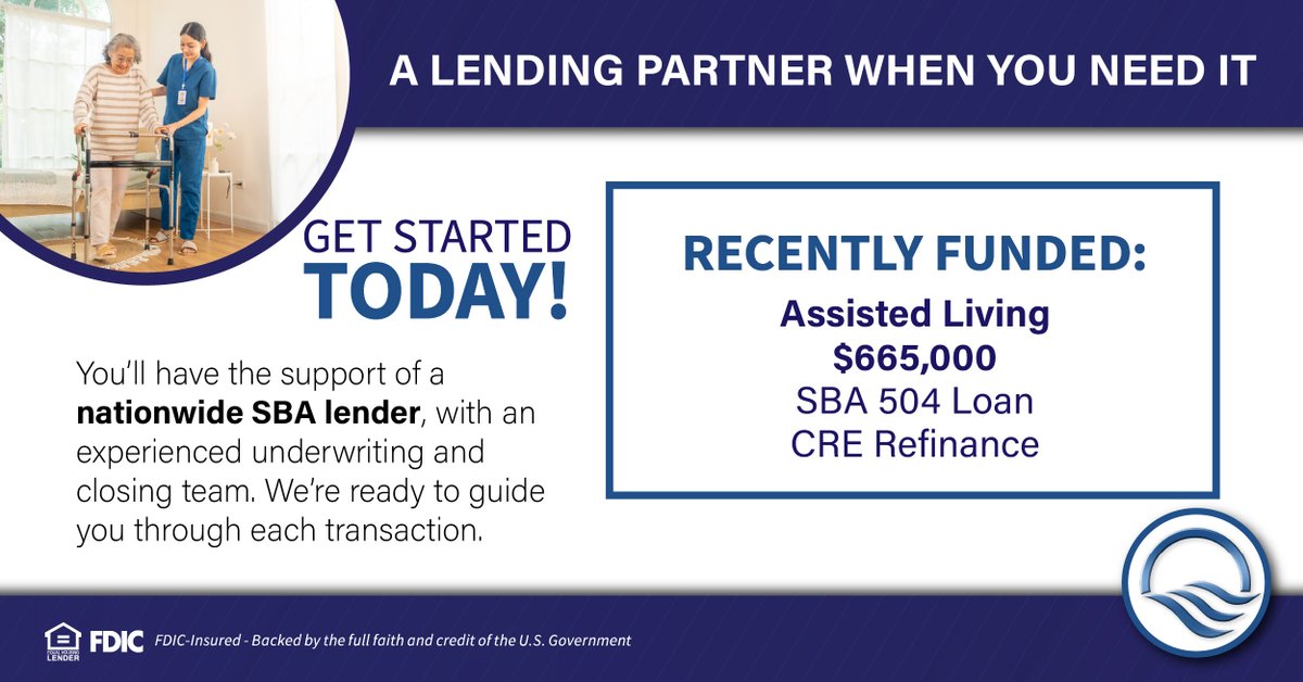 FirstBankLake's tweet photo. First Bank of the Lake funded a $665K SBA 504 refinance for an assisted living facility, helping secure long-term, fixed-rate CRE financing and greater financial stability.
Learn more: https://t.co/1ywAqnyOG4
#SBA504 #SeniorCare #CREFinancing #FirstBankoftheLake https://t.co/brDEo3fErX