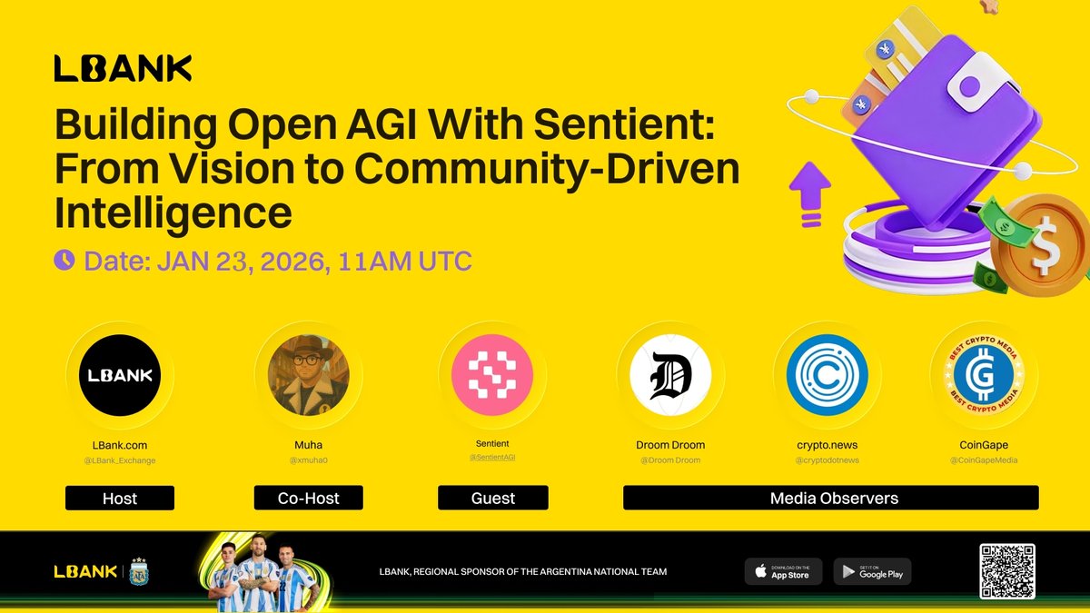 RT @LBank_Exchange: 🎙️ Building Open AGI With Sentient: From Vision to  Community Driven Intelligence 📅 Jan 23, 2026 | 🕒 11:00 AM UTC 🎙️ H…