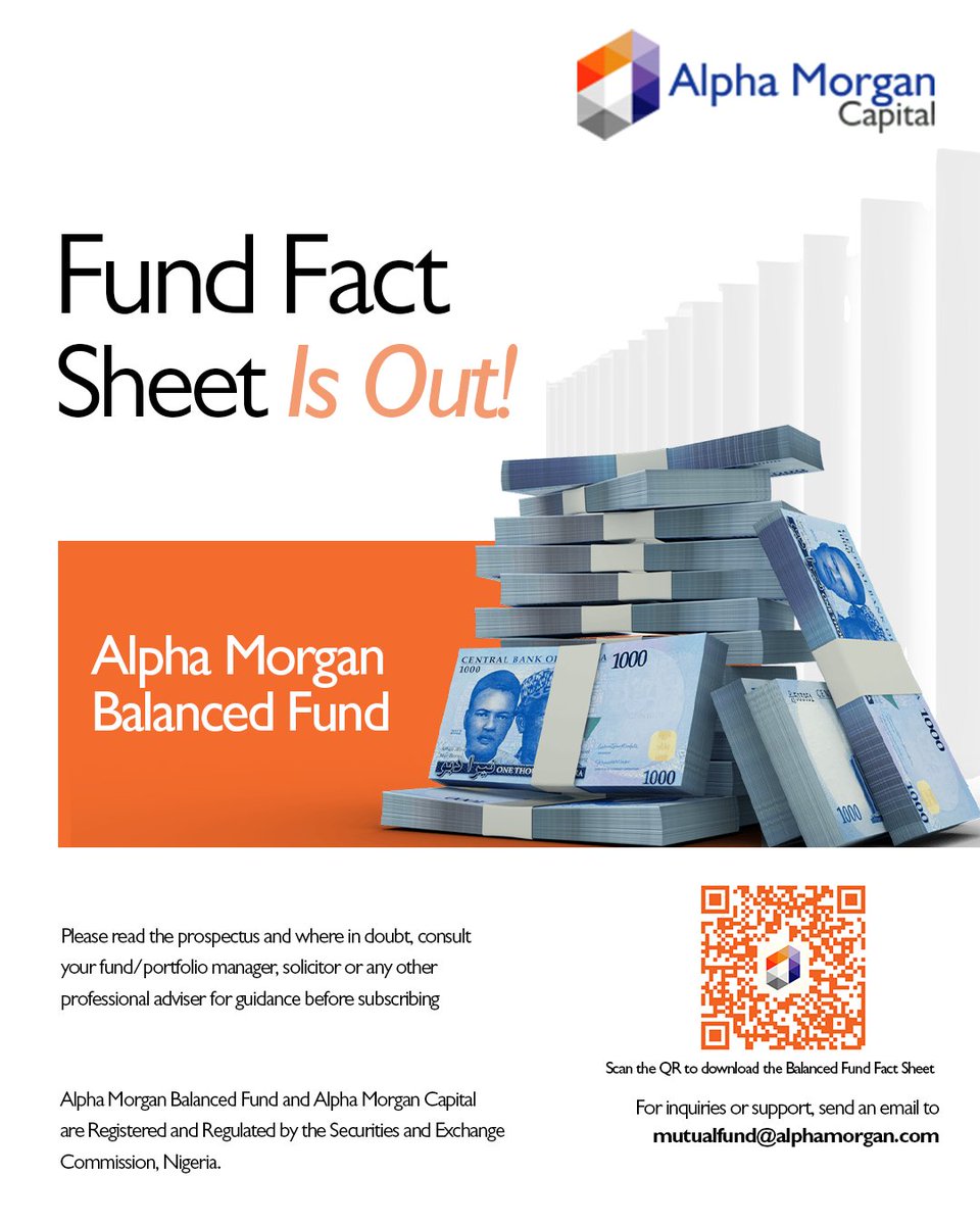 Explore the Alpha Morgan Balanced Fund Fact Sheet for a clear snapshot of the fund’s strategy and performance to support informed investment decisions.

Scan the QR code or click the link below to download.
bit.ly/AlphaMorganBal….

#alphamorgan #Speed  #investments #Lagos