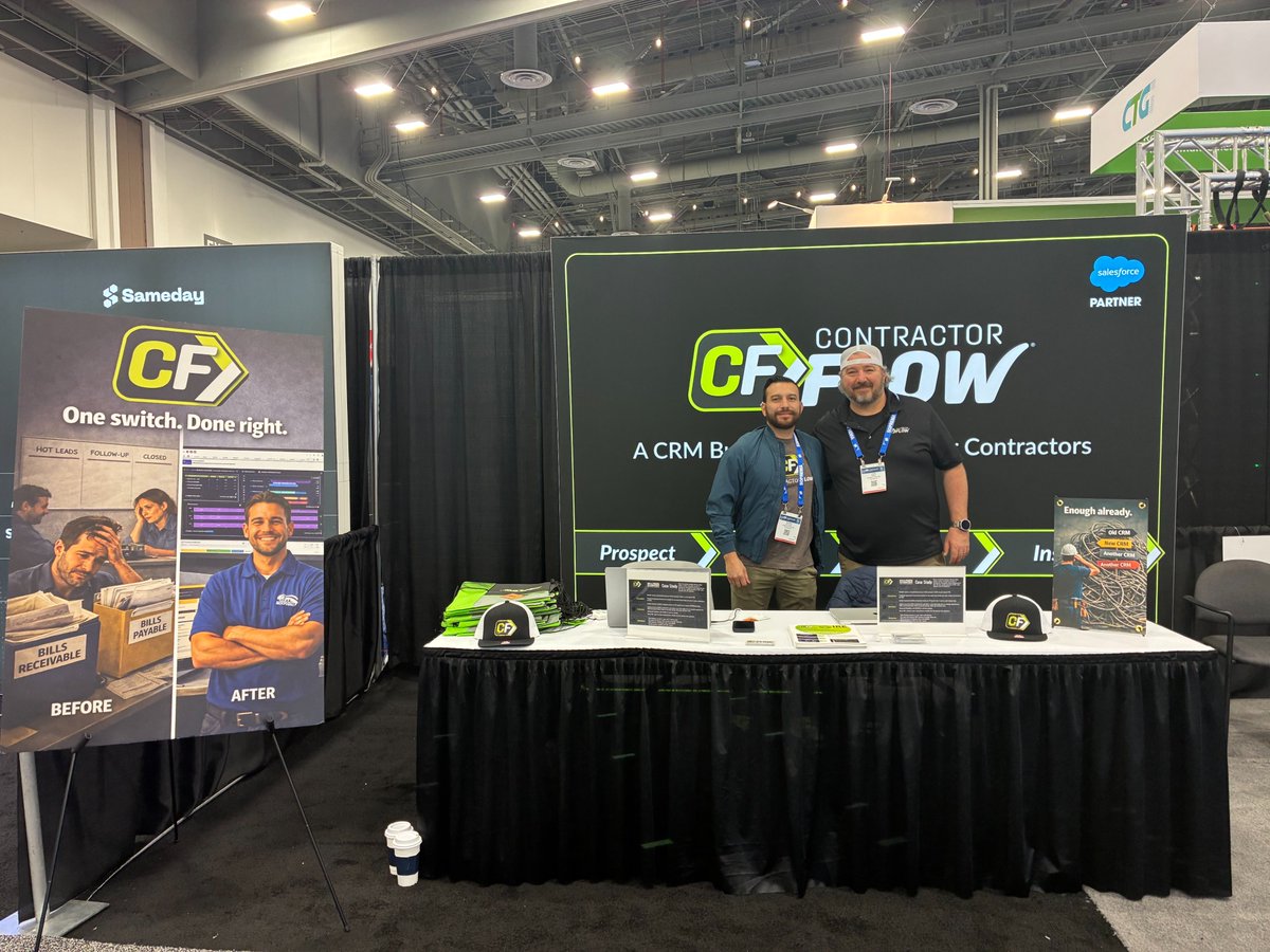 FlowContractor1's tweet image. That’s a wrap on the International Roofing Expo!  👏

Thank you to everyone who stopped by to connect and learn more. We look forward to continuing the conversations and getting more roofers demoed on ContractorFlow in the weeks ahead. 📊

#CRM #roofers #technology