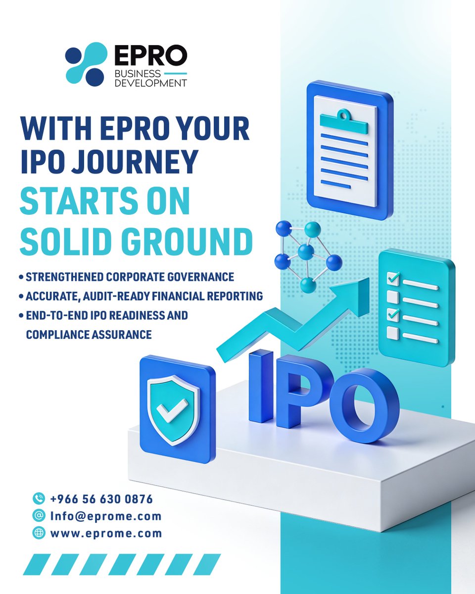 Your IPO journey deserves a solid foundation. 🚀 
With EPRO, we strengthen governance, ensure audit-ready financials, and guide you through end-to-end IPO readiness — with confidence and compliance.
