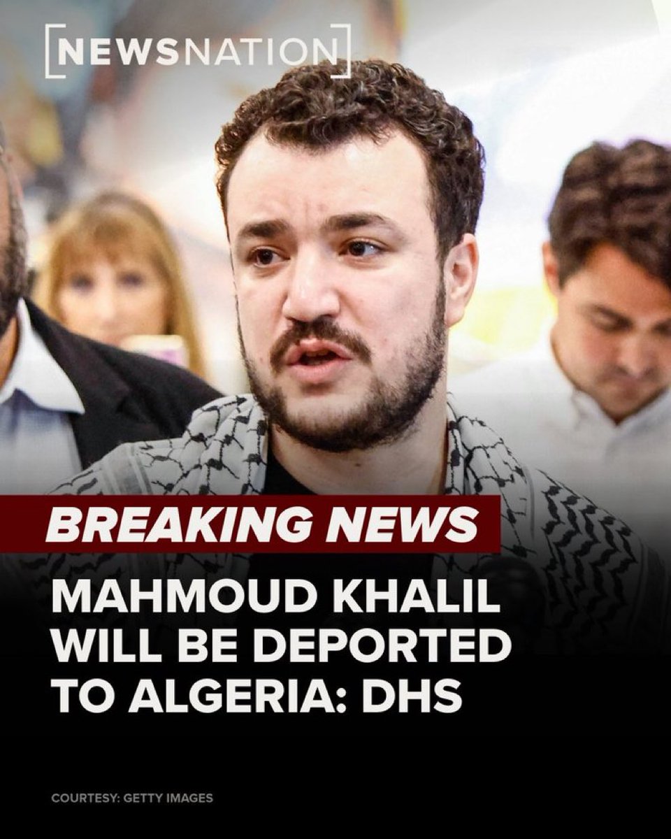 EYakoby's tweet image. BREAKING: Mahmoud Khalil will be deported to Algeria.

Bon voyage 🛫