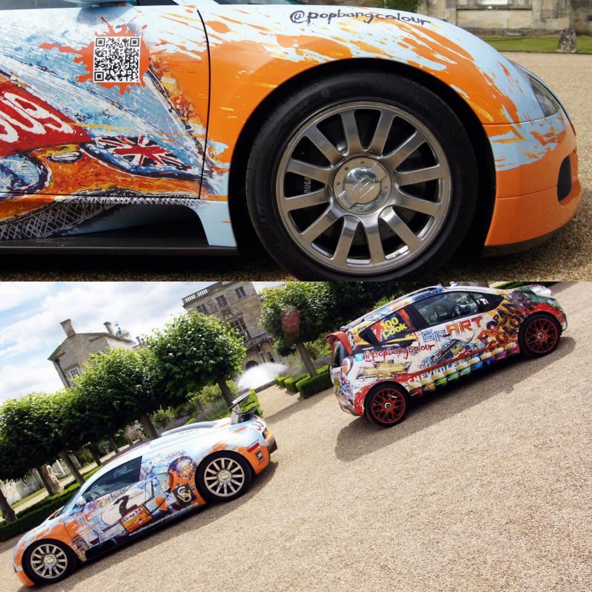 Popbangcolour's tweet image. The #Bugatti Veyron celebrates turning 20 years old this year, here’s a throwback to when the POPBANGCOLOUR BugARTi art car was created for the wilton house  supercar event back in 2012.

Wrapped in Gulf livery #Paintwithcars Le Mans artworks - who remembers it?

📸: @GFWilliams