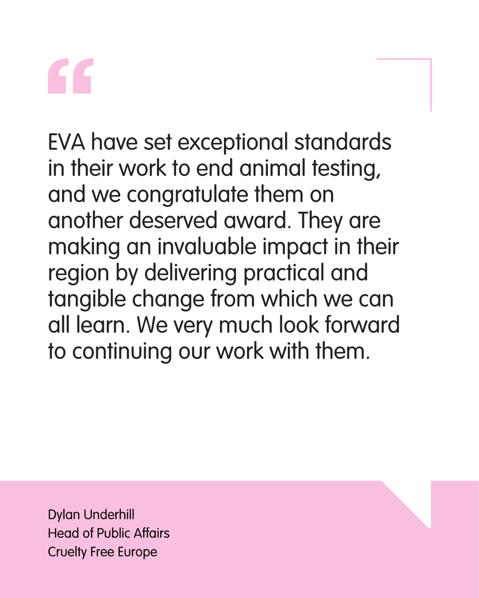 CrueltyFreeEU's tweet photo. EcoVegAnimals (EVA) serve as an example of the practical achievements that can be driven by tireless advocacy and creative campaigning. Congratulations on winning the 2026 Geoffrey Deckers Award 🎉

Learn more: https://t.co/FLWY4hRXFB https://t.co/s66ghrquay
