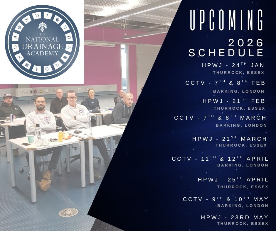 DrainSafeUK's tweet photo. Are you looking for either a High Pressure Water Jetting course, or a CCTV Certified Drain Surveyor Course? 
 
Please see below some training dates for the next few months with the National Drainage Academy. You can find more info over on the website:

https://t.co/sInZEPCAC5 https://t.co/roD4vN7fnc