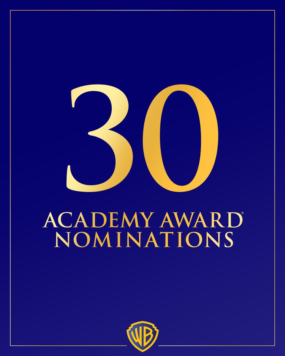 warnerbros's tweet image. Thank you to the Academy for recognizing our cast and crew with 30 Academy Award® nominations this year, including a record-setting 16 nominations for @SinnersMovie including Best Picture, 13 nominations for @onebattlemovie including Best Picture, and 1 nomination for Weapons.

A…
